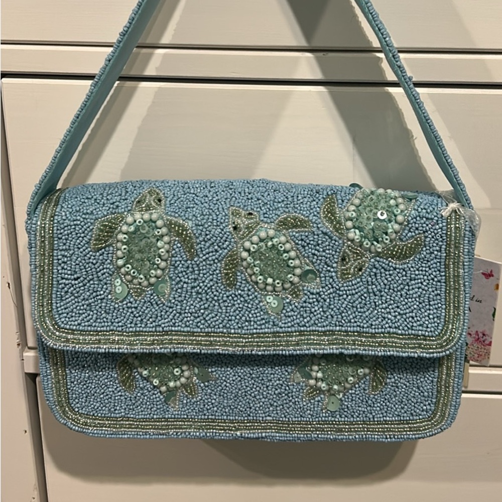 Beaded Sea Turtle Shoulder Bag NWT